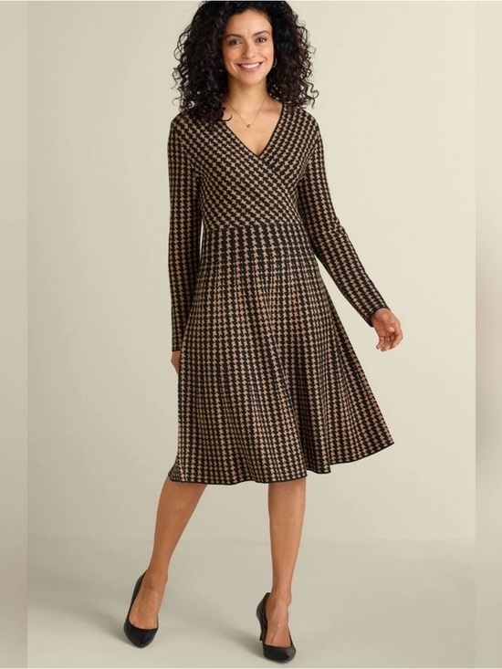 Soft Surroundings Dresses & Skirts - Soft Surroundings Aida Surplice Hazelnut V-neck Sweater Dress Women L Brown